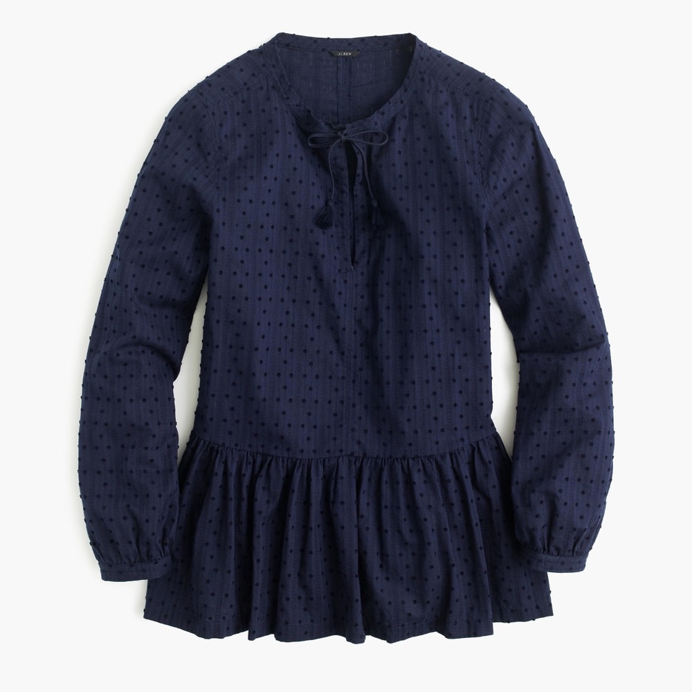 NEW J Crew Textured Top with Tassel in Navy