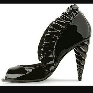 Jeffrey Campbell black peep toe unicorn heels
