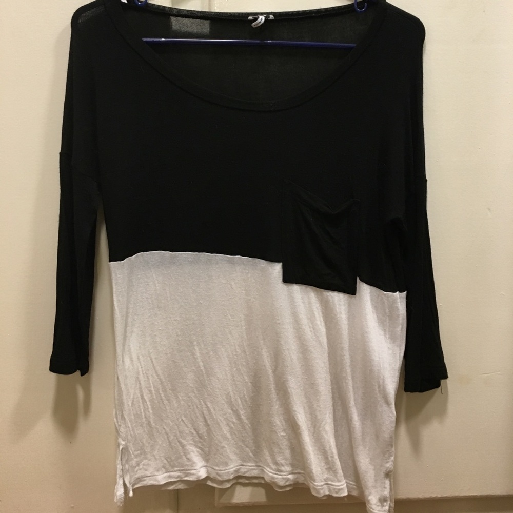 Black and white colorblock top