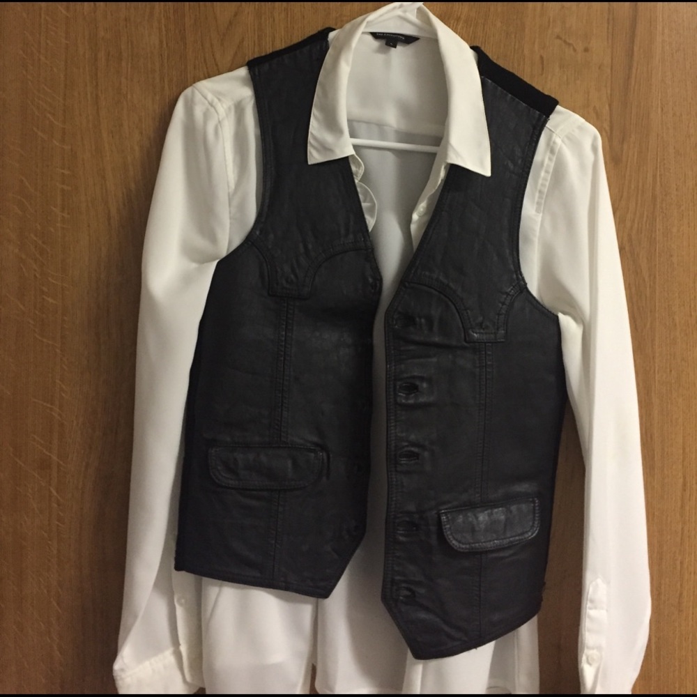Leather vest mix with wool