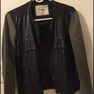 Zara faux leather khaki jacket VGUC