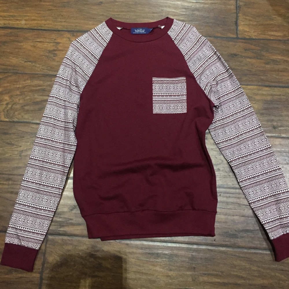 Maroon Aztec crew neck
