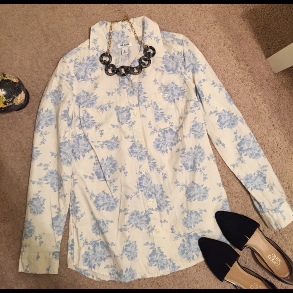Floral print casual collared long sleeve