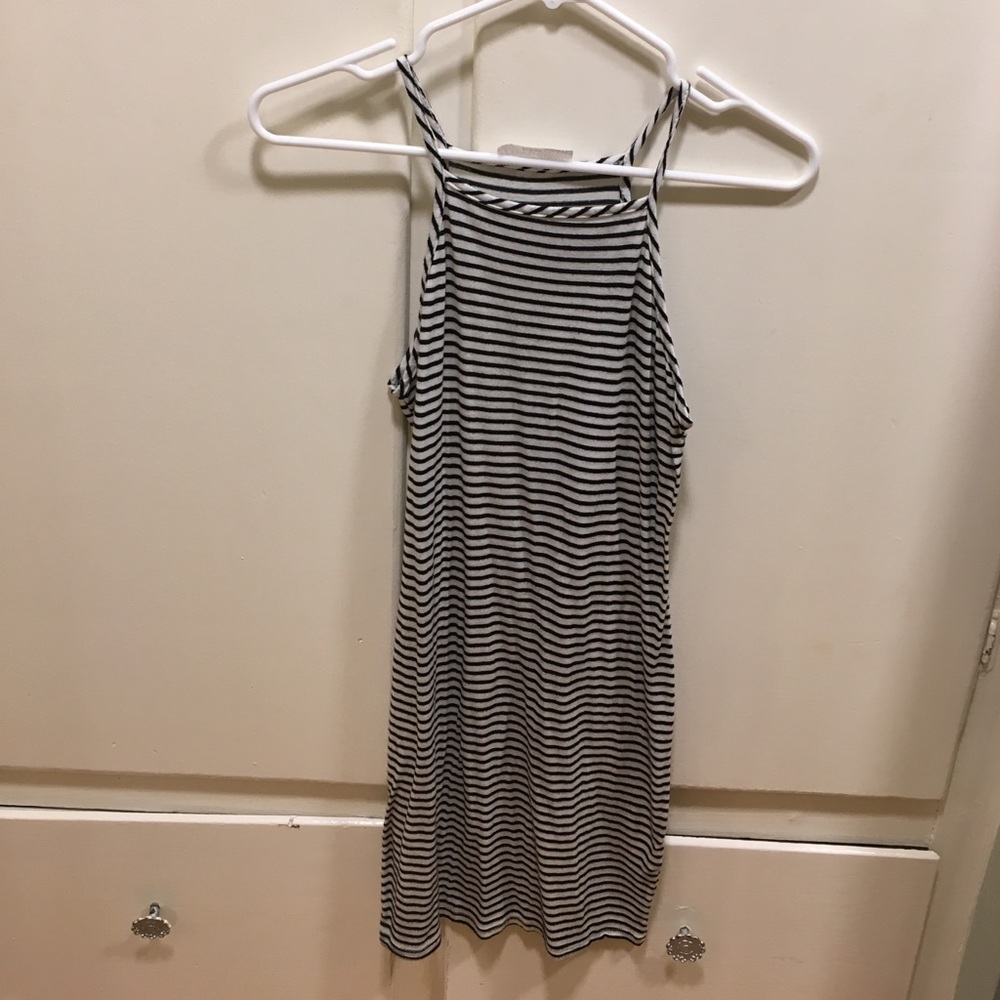 Black and white striped dress