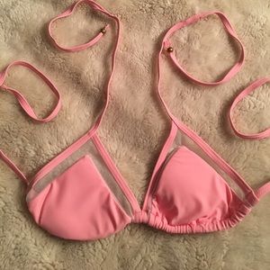 Light pink padded bikini with mesh design