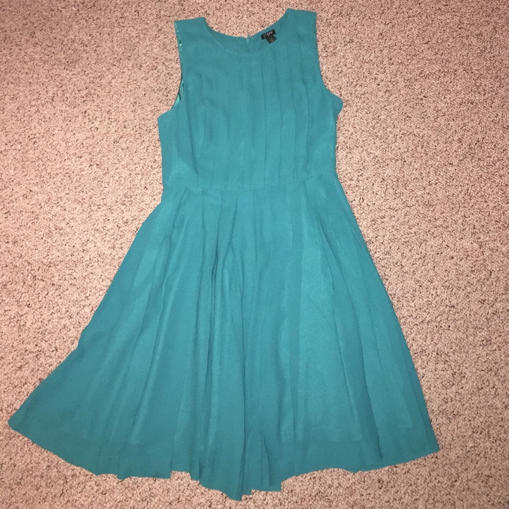Blue JCrew Pleated Dress