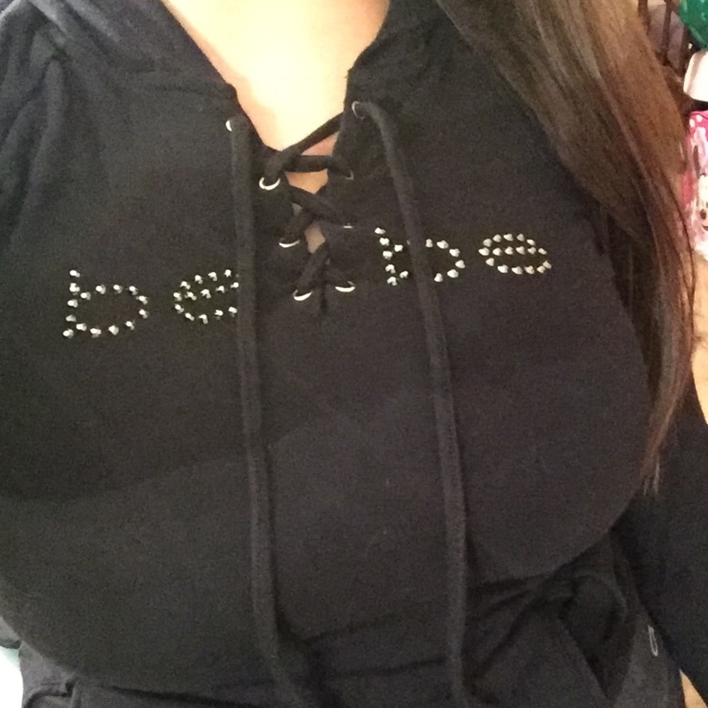 bebe lace up hoodie