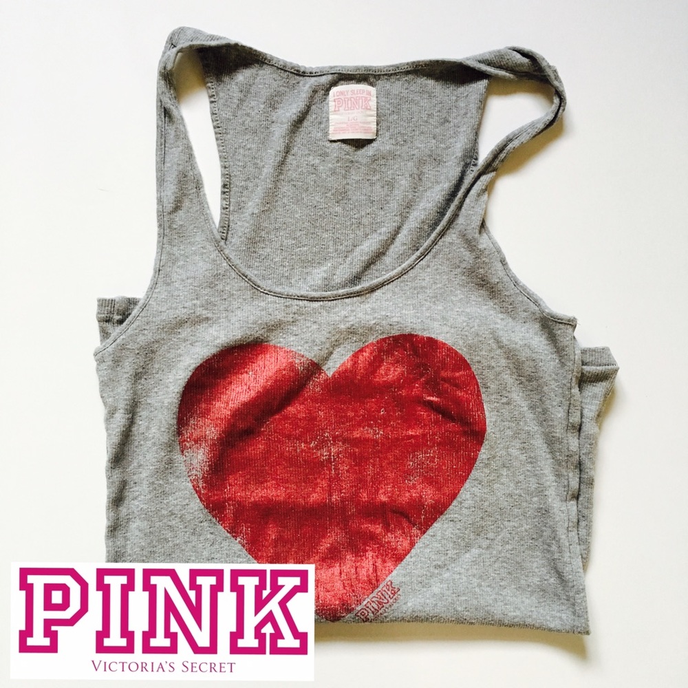 PINK Victoria's Secret Ribbed Vintage Heart Tank