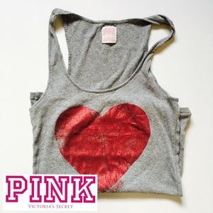 PINK Victoria's Secret Ribbed Vintage Heart Tank