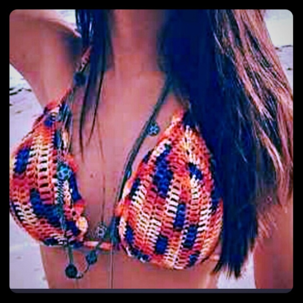 Final sale↘NEW~ Multi colored Crochet Bikini top