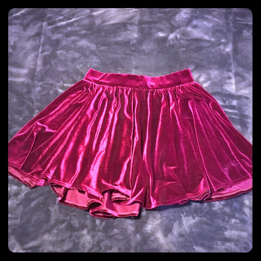 Burgundy velvet skirt