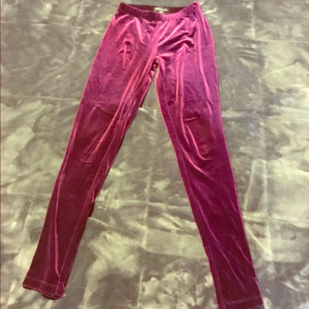 Burgundy velvet leggings