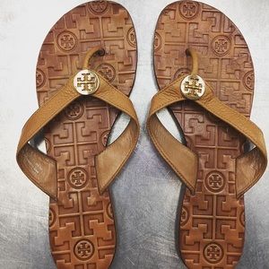 Tory Burch tan flip flop sandals
