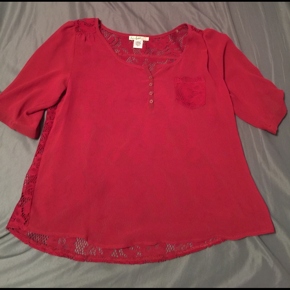 Red Top with Lace Back