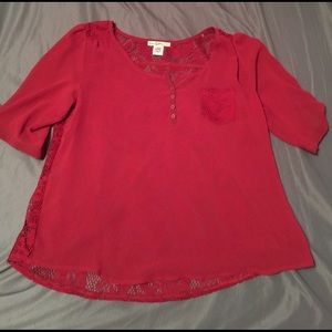 Red Top with Lace Back