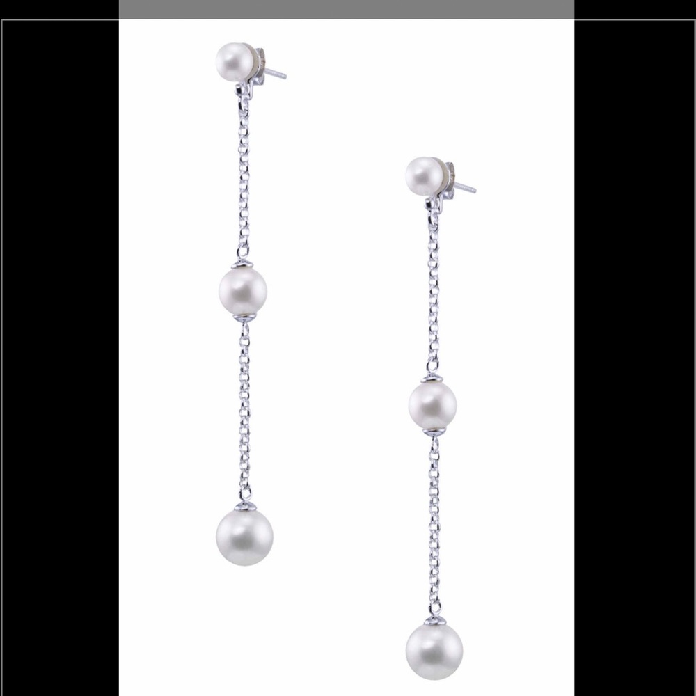 Jewelmak Freshwater Pearl Station Dangle Earrings