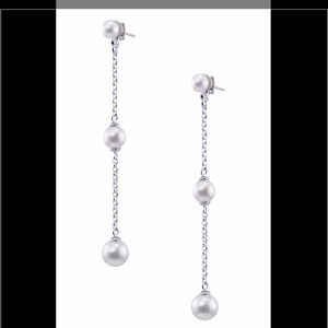 Jewelmak Freshwater Pearl Station Dangle Earrings