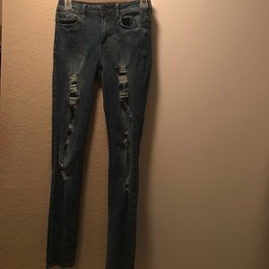 High Rise Distressed Skinny Jeans