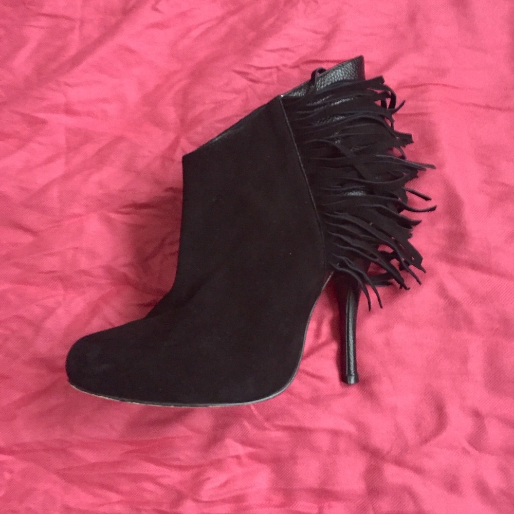 Black Fringe Booties