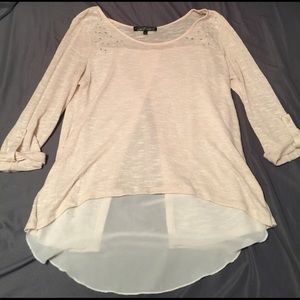 Cream and white Blouse With Beading On Front