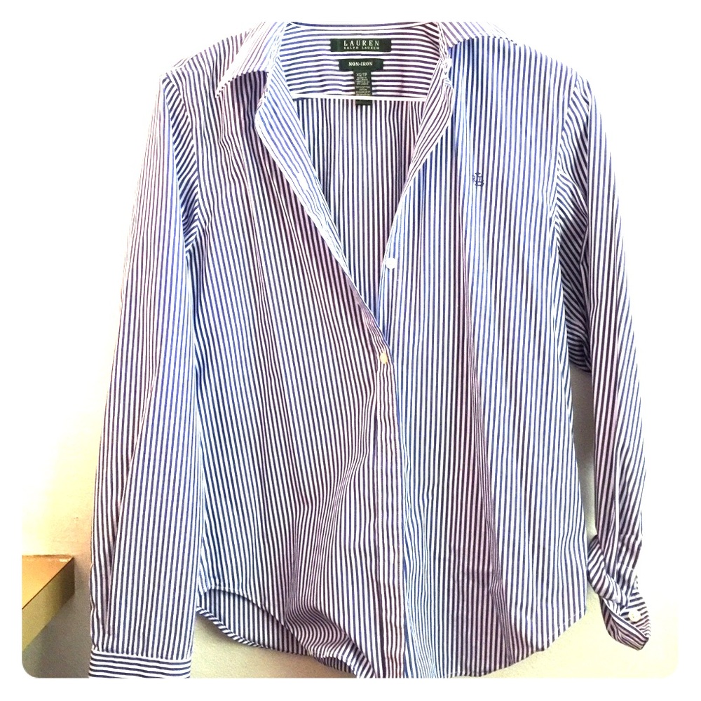Navy blue striped Ralph Lauren dress shirt