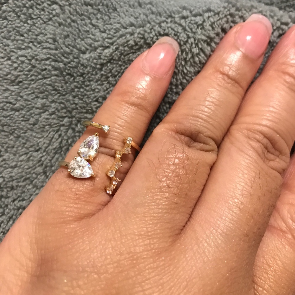 Crystal Pear Shaped Adjustable Fashion Ring JW-125