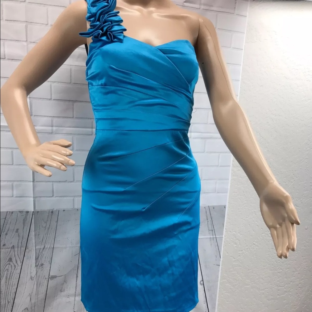 One shoulder satin sexy mini prom dress