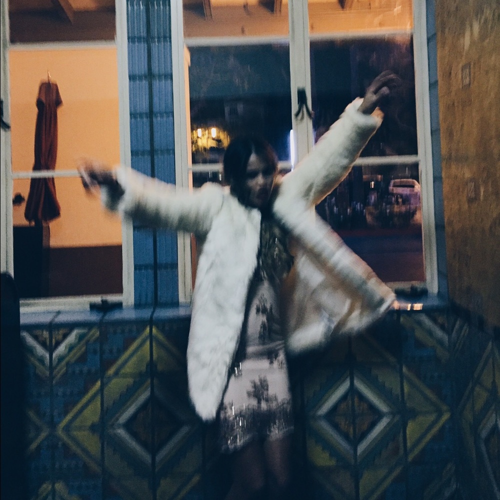 Forever 21 white faux fur coat