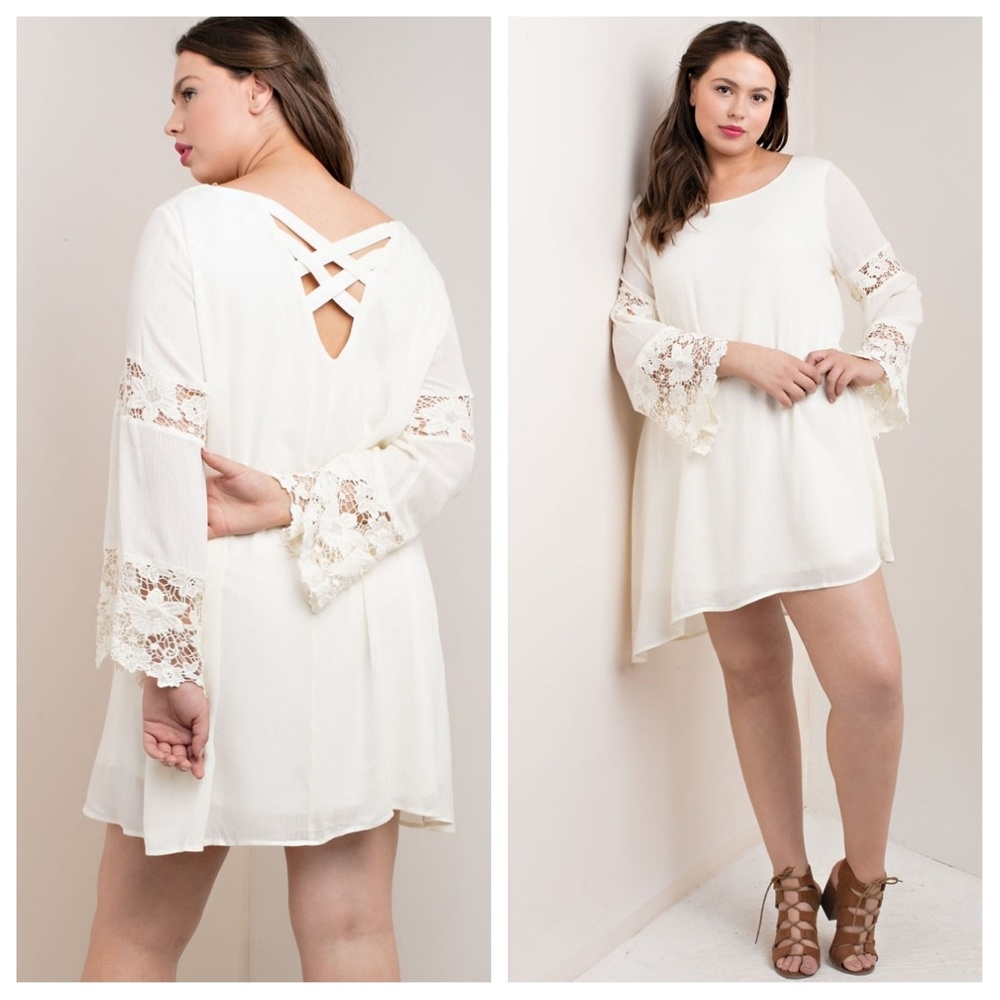 PlUS Ivory Dress With Lace Accents - Picture 3 of 7