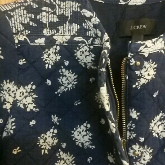 J.Crew Indigo Blue Floral Jacket Size 2 - Picture 2 of 4