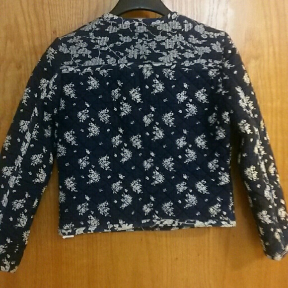 J.Crew Indigo Blue Floral Jacket Size 2 - Picture 3 of 4