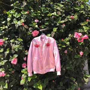 Silk Rose Patches Bomber Jacket