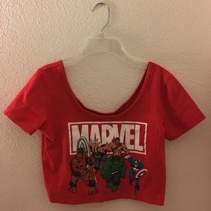 Red Marvel Crop Top