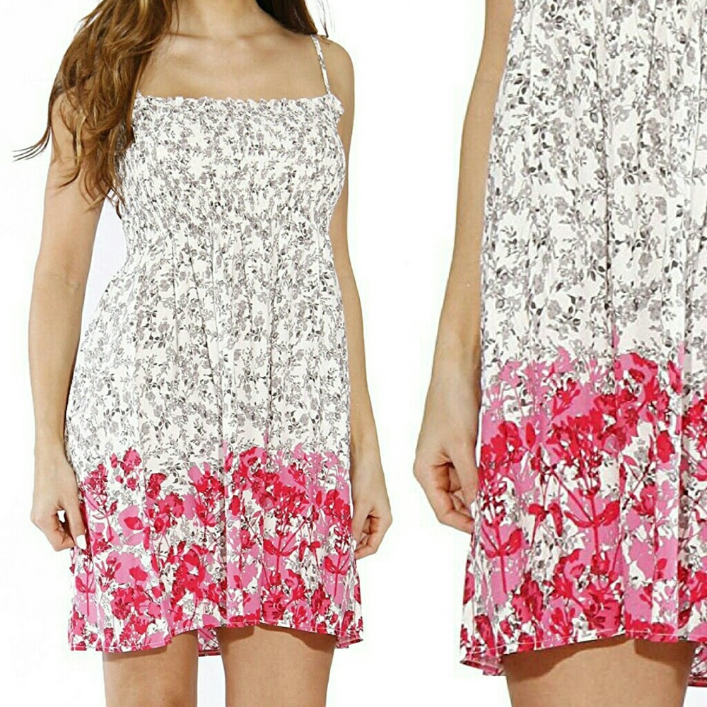 ⚡PRICE DROP⚡ Pink/White/Gray Floral Sundress NWT