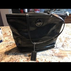 COACH Black Shiny Shoulder Bag