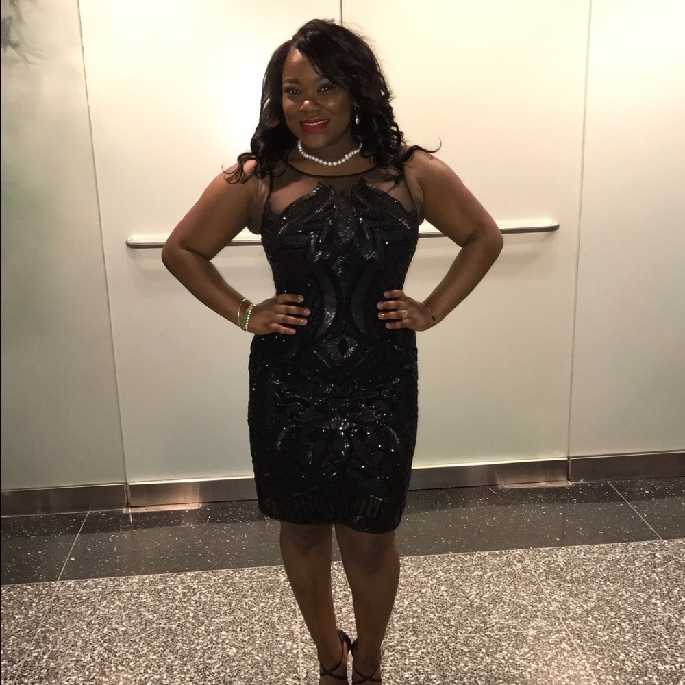 Black sequin party dress