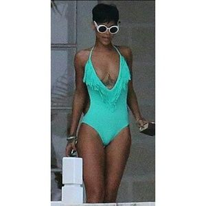 Blue Fringe Monokini