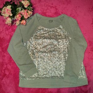 Apt 9 Sequin Raglan Baseball Top