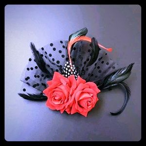 ✨🌹Red Hot Rose Hair Fascinator!(Clips in)