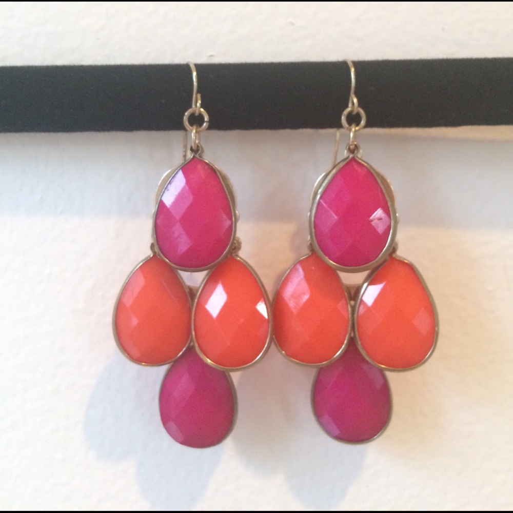 Mod pink and orange dangle earrings