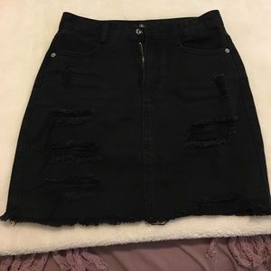 Missguided distressed jean black skirt