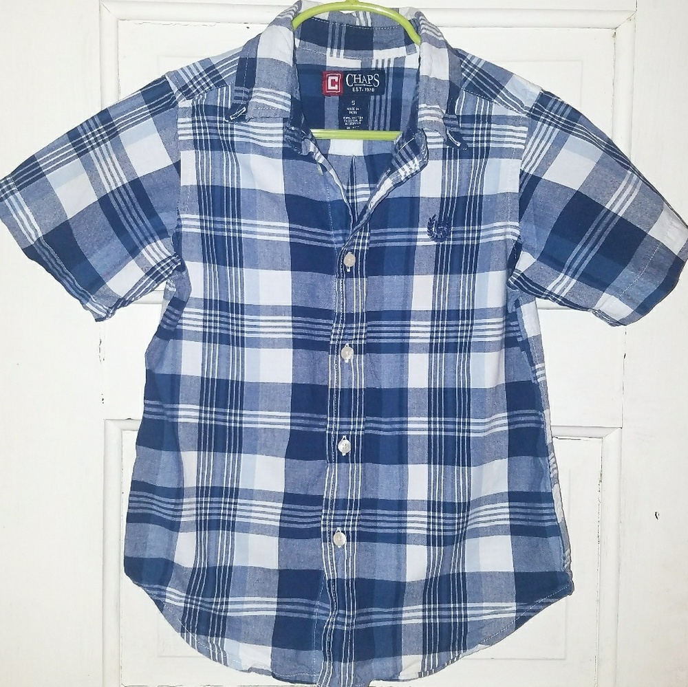 CHAPS Plaid Dress Shirt, 5T, EUC