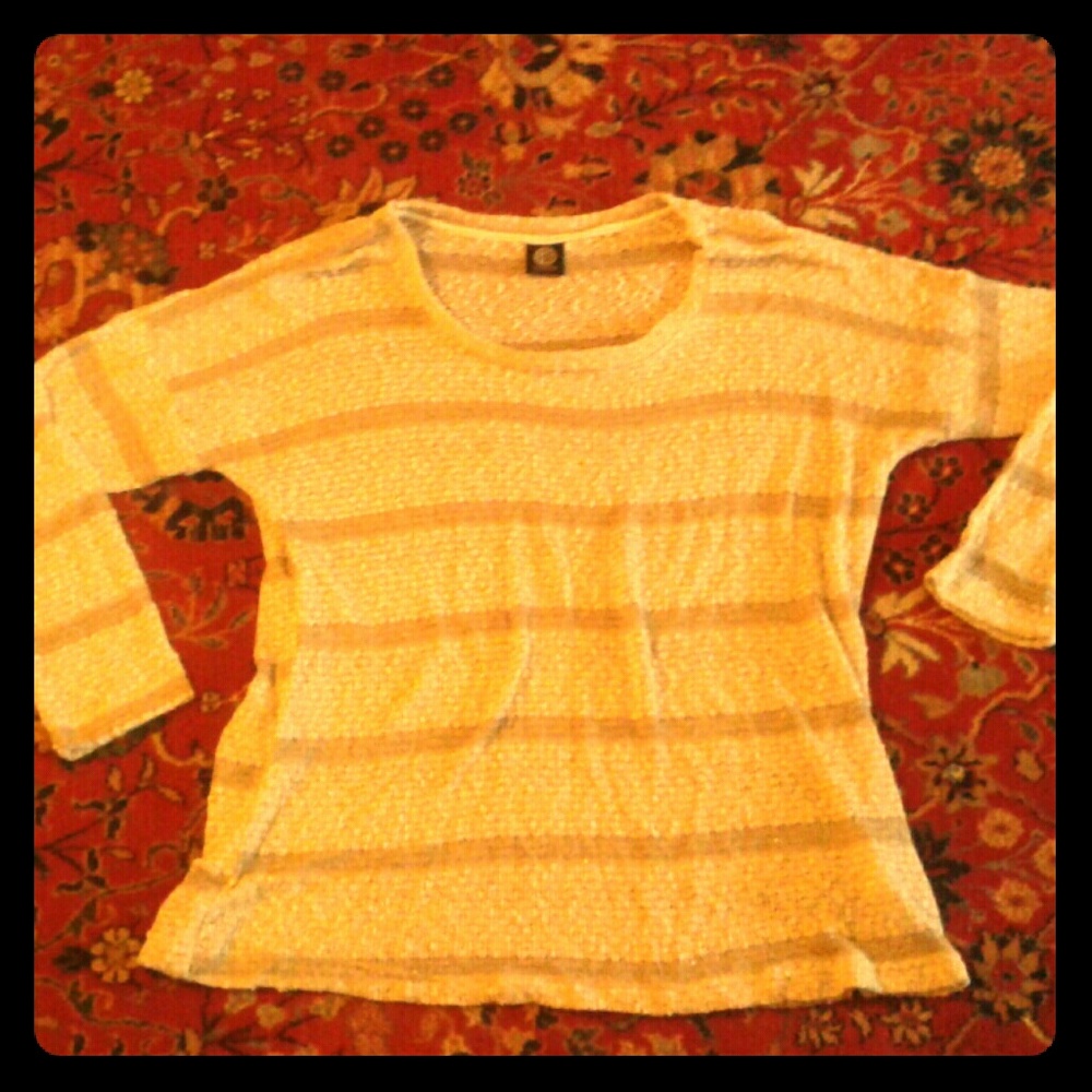 Bobeau Striped Shimmery Weave Sweater - Plus Size!