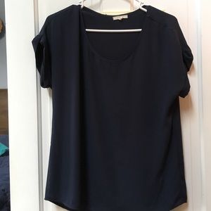 Nordstrom drapey navy blouse
