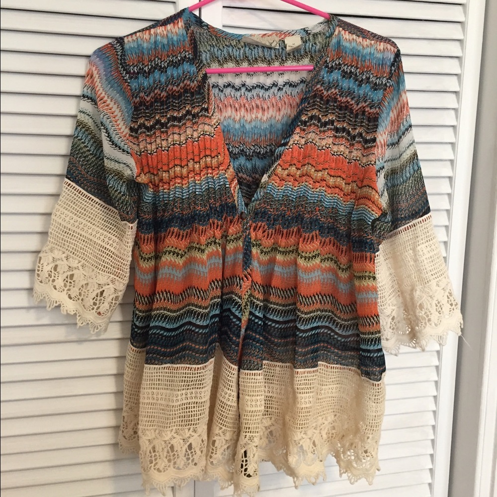 Ladies tribal design sheer top