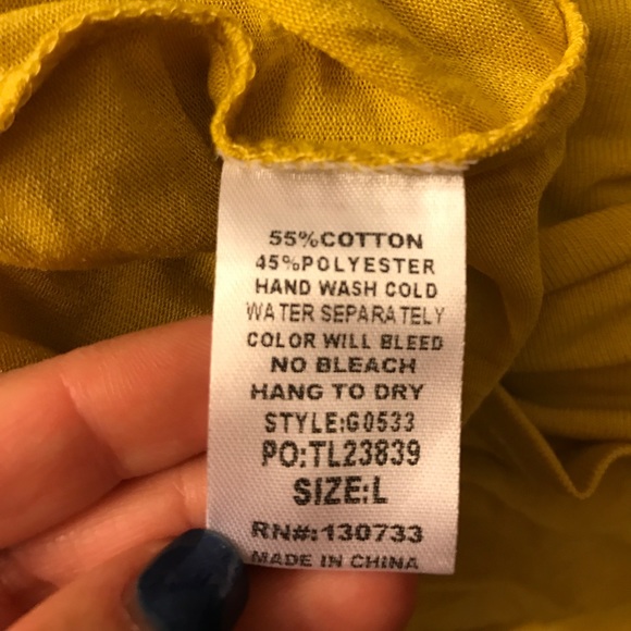 ❣LAST ONES❣ Mustard Cinched Waist Side Tie Blouse - Picture 3 of 3