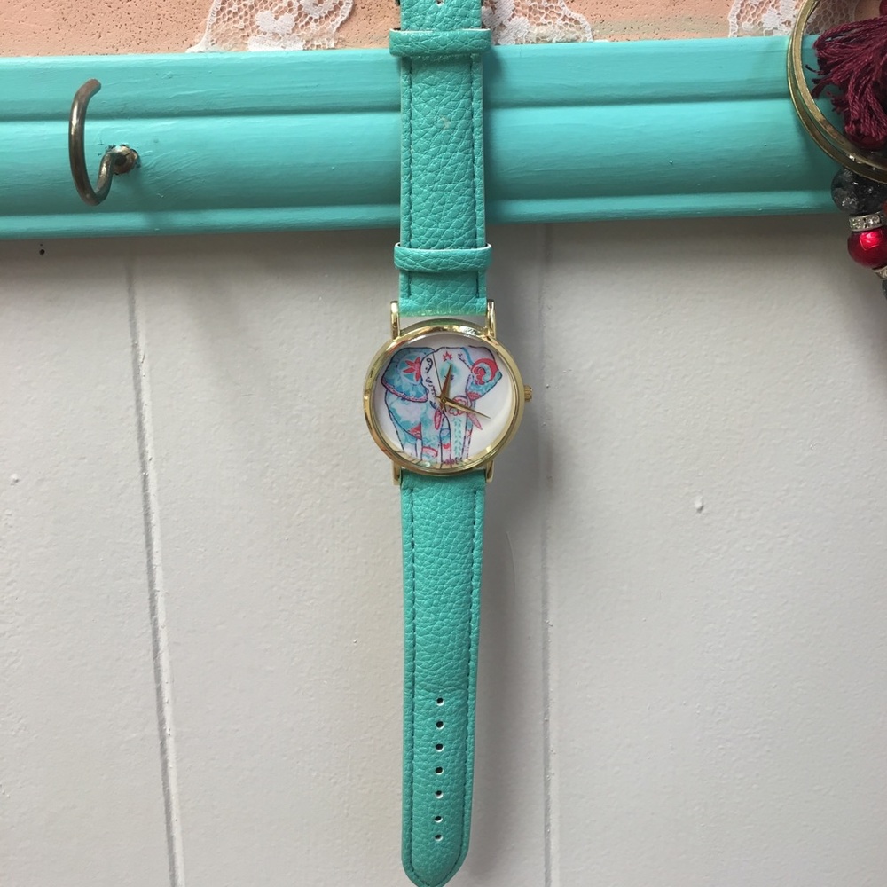 Teal Elephant Watch - NEEDS A NEW BATTERY