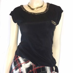 UO Medium Black Chandi & Lia Silk Flowy Top