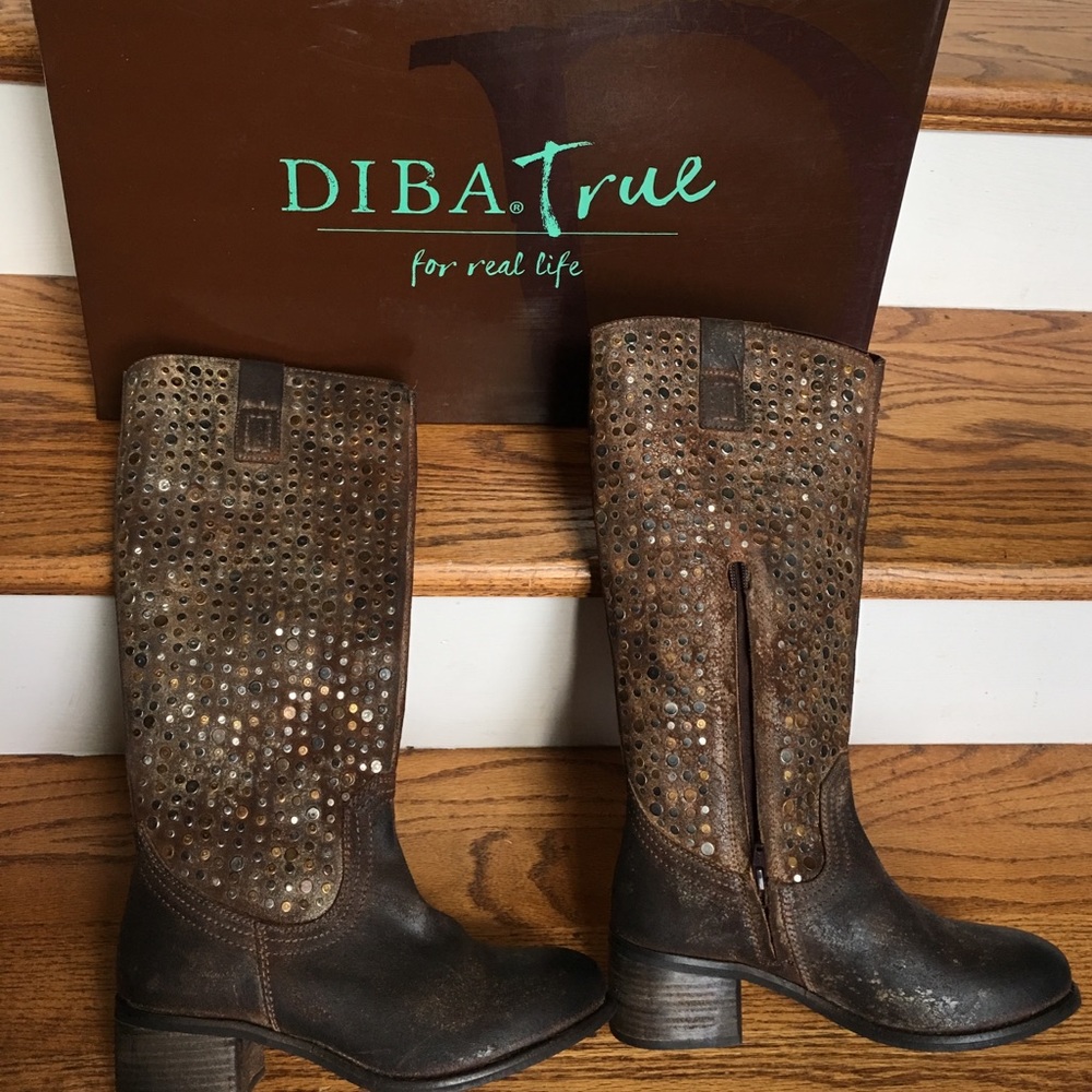 Dina.true BOOTS size 7 BROWN Leather/WITH STUDS - Picture 4 of 8
