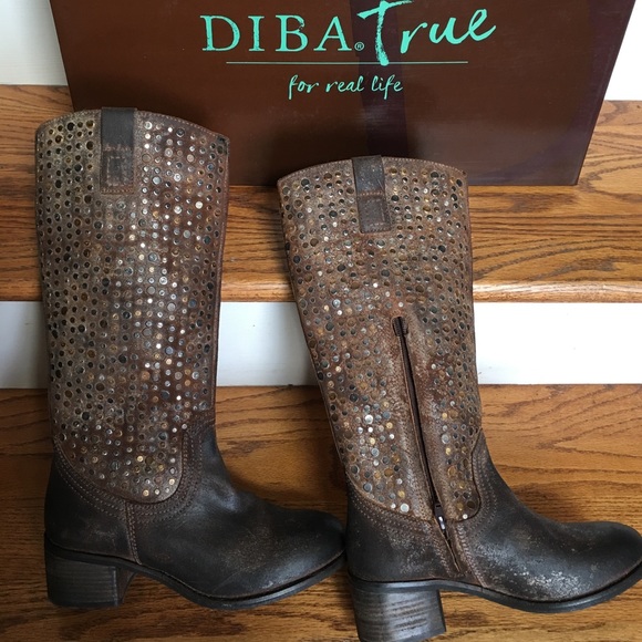 Dina.true BOOTS size 7 BROWN Leather/WITH STUDS - Picture 8 of 8